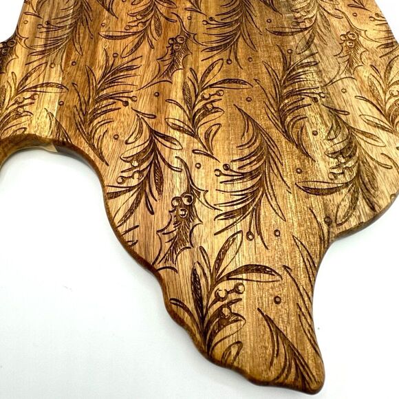 Destination Holiday Texas Holly Acacia Board, 14” - Picture 2 of 3